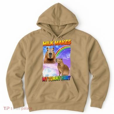 Milk Makes My Tummy Hurt Capybara Meme Culture Hoodie