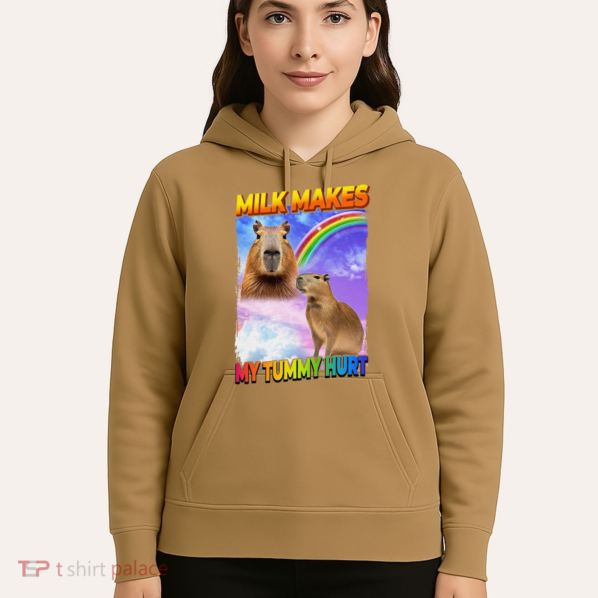 Milk Makes My Tummy Hurt Capybara Meme Culture Hoodie