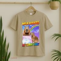 Milk Makes My Tummy Hurt Capybara Meme Culture T-Shirt thumb 2