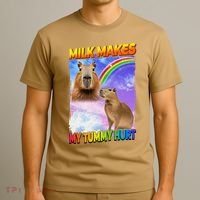 Milk Makes My Tummy Hurt Capybara Meme Culture T-Shirt thumb 3