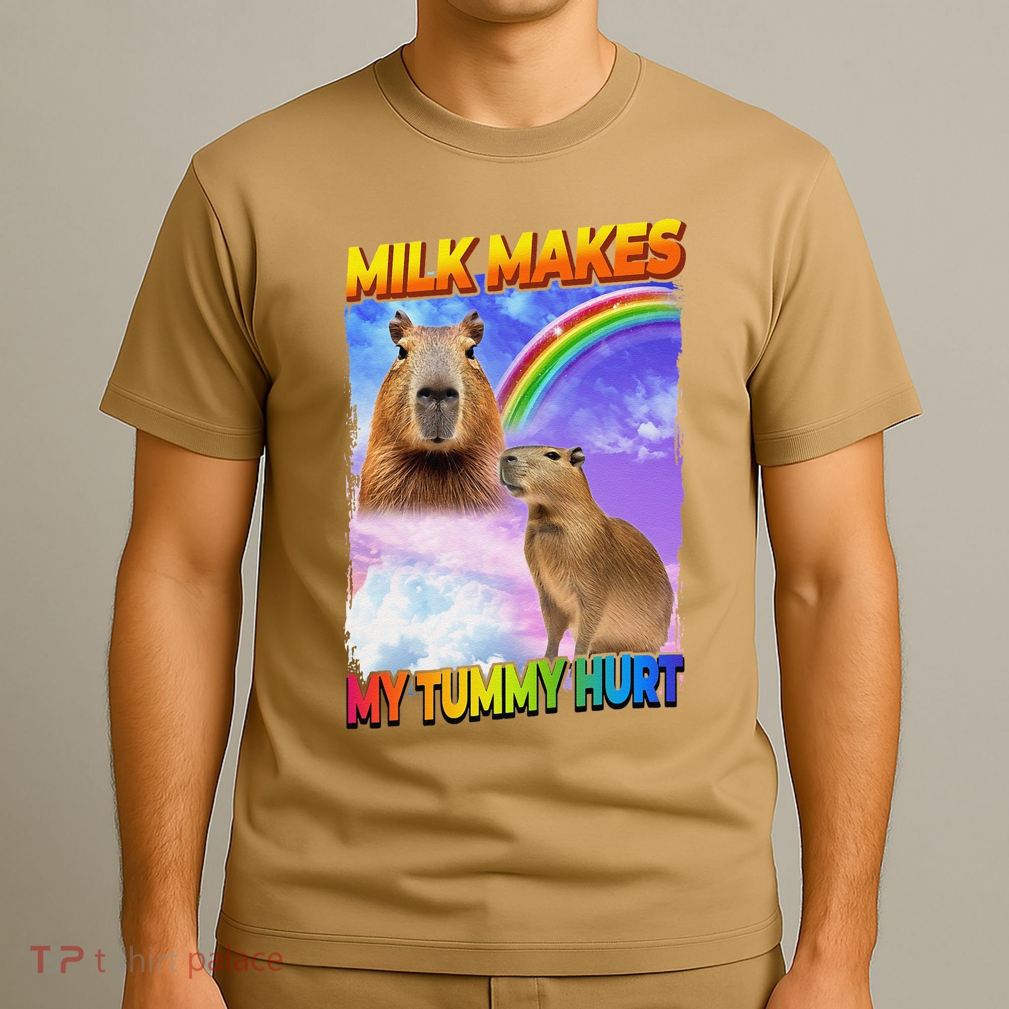 Milk Makes My Tummy Hurt Capybara Meme Culture T-Shirt