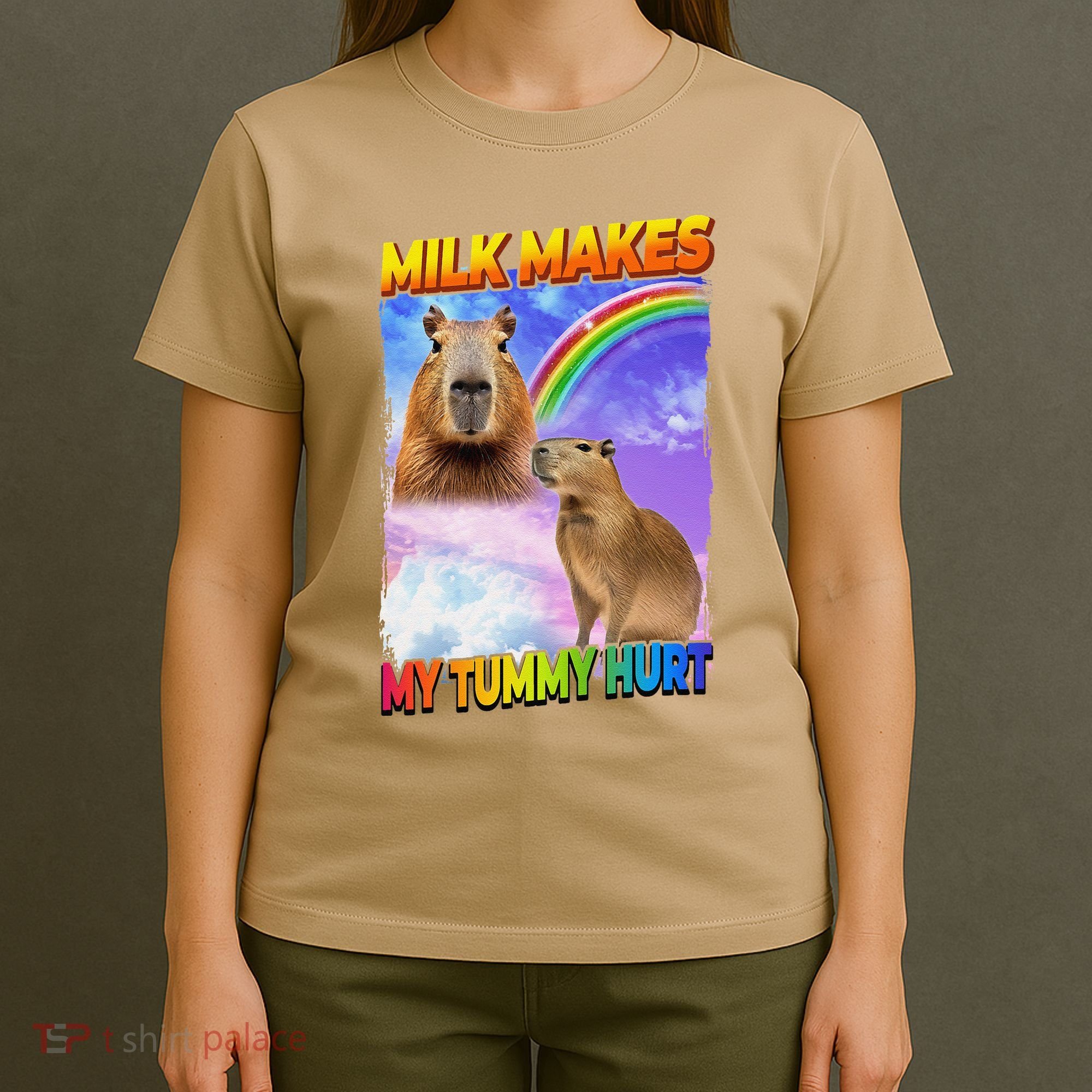 Milk Makes My Tummy Hurt Capybara Meme Culture T-Shirt