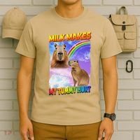 Milk Makes My Tummy Hurt Capybara Meme Culture T-Shirt thumb 6