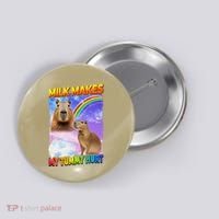 Milk Makes My Tummy Hurt Capybara Meme Culture Button thumb 0