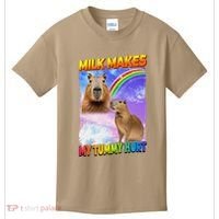 Milk Makes My Tummy Hurt Capybara Meme Culture Kids T-Shirt thumb 0