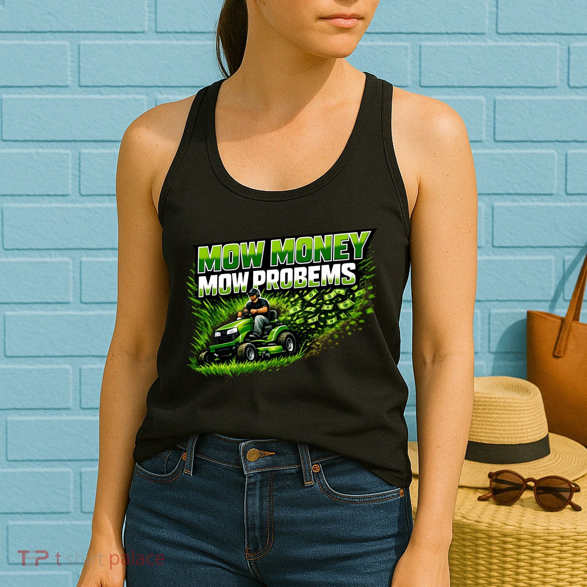 Mow Money Mow Problems Funny Landscaping Company Women's Tank Top