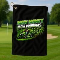 Mow Money Mow Problems Funny Landscaping Company Golf Towel thumb 1