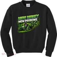Mow Money Mow Problems Funny Landscaping Company Kids Sweatshirt thumb 0
