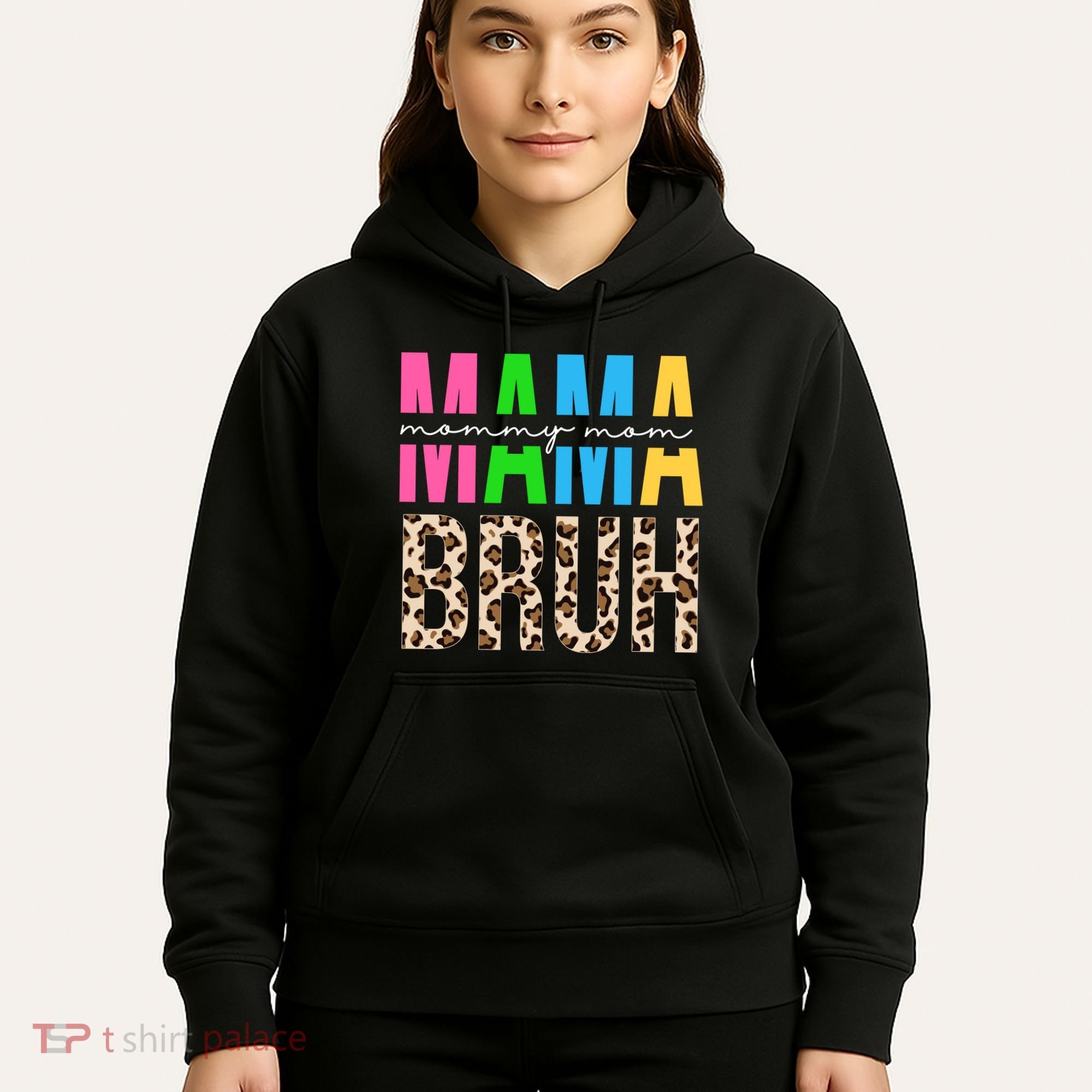 Mama Mommy Mom Bruh Cheetah Print Hoodie
