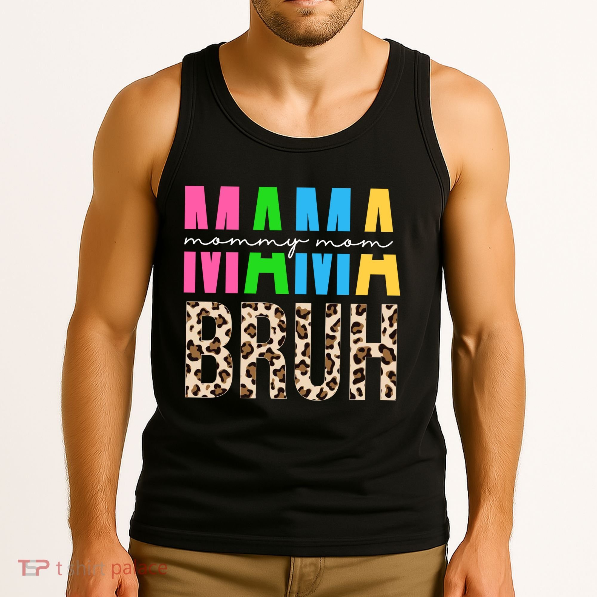 Mama Mommy Mom Bruh Cheetah Print Tank Top