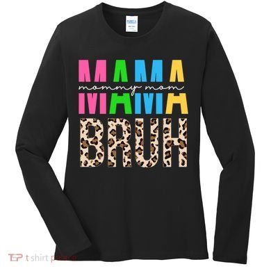 Mama Mommy Mom Bruh Cheetah Print Women's Long Sleeve Shirt