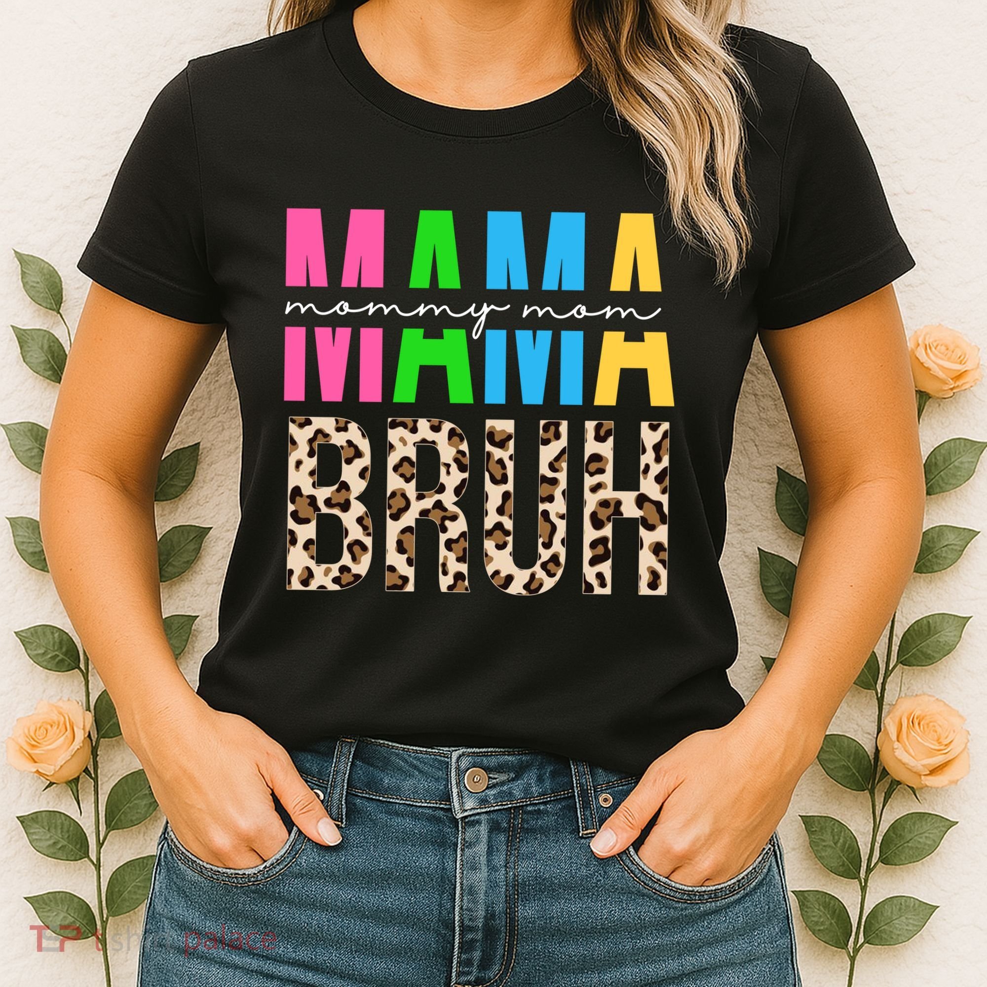 Mama Mommy Mom Bruh Cheetah Print Women's T-Shirt