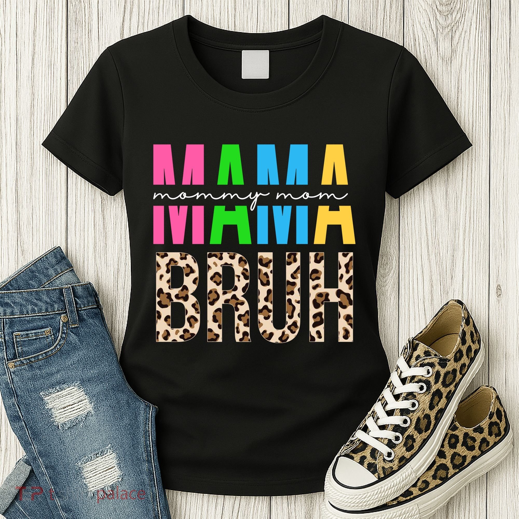 Mama Mommy Mom Bruh Cheetah Print Women's T-Shirt