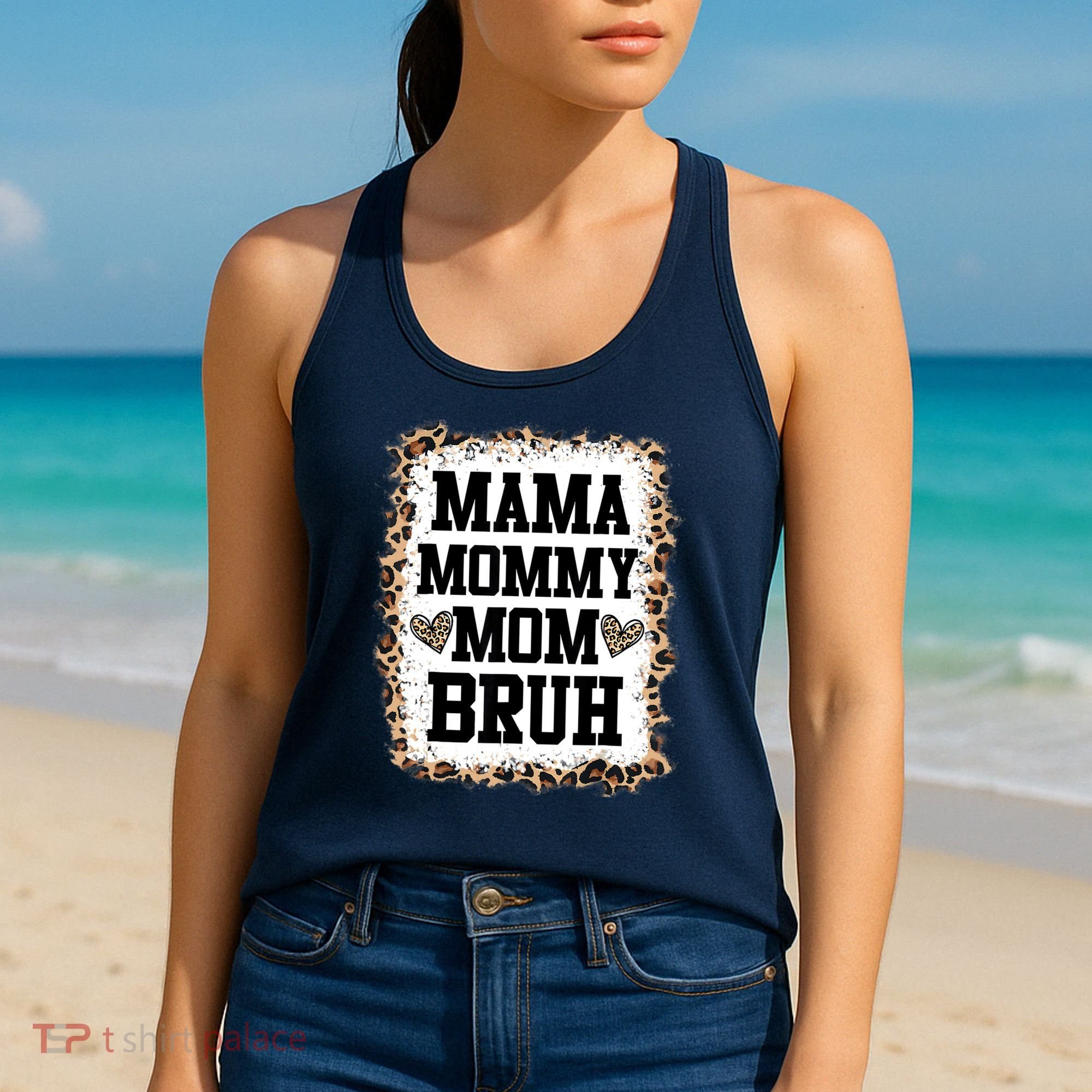Mama Mommy Mom Bruh Bleached Leopard Mother Day Women's Tank Top