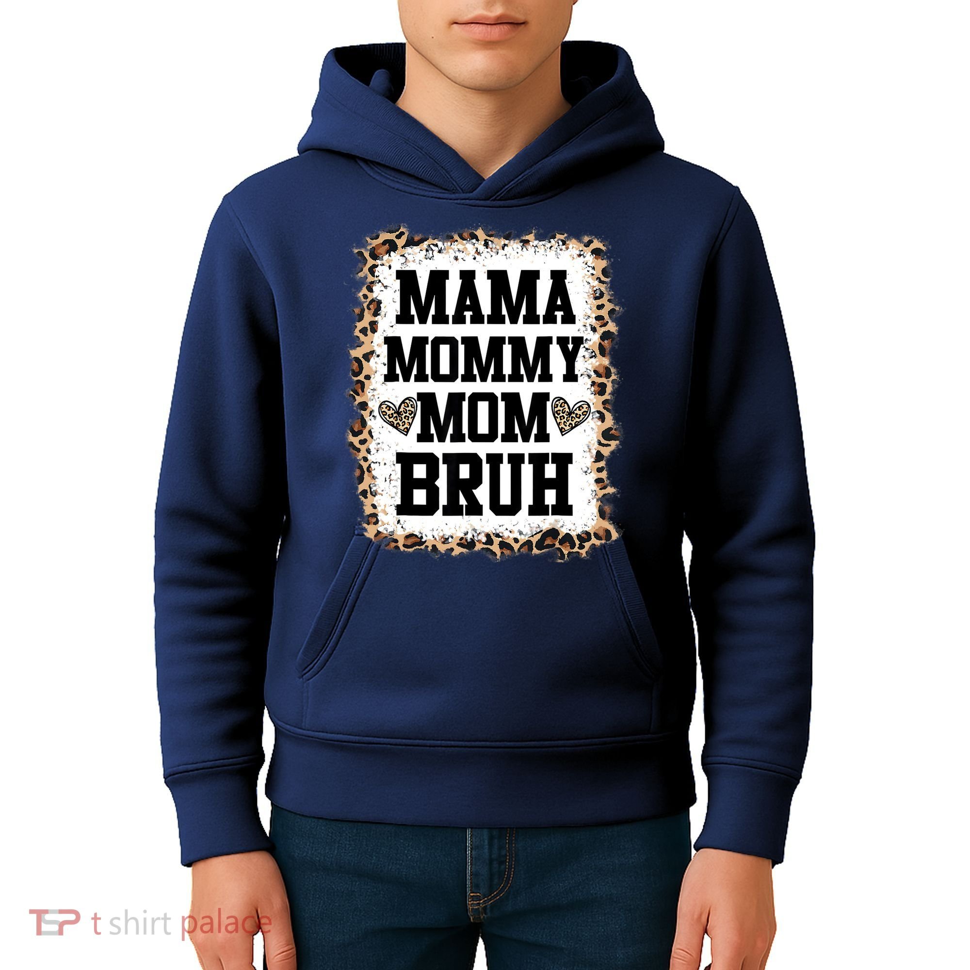 Mama Mommy Mom Bruh Bleached Leopard Mother Day Kids Hoodie