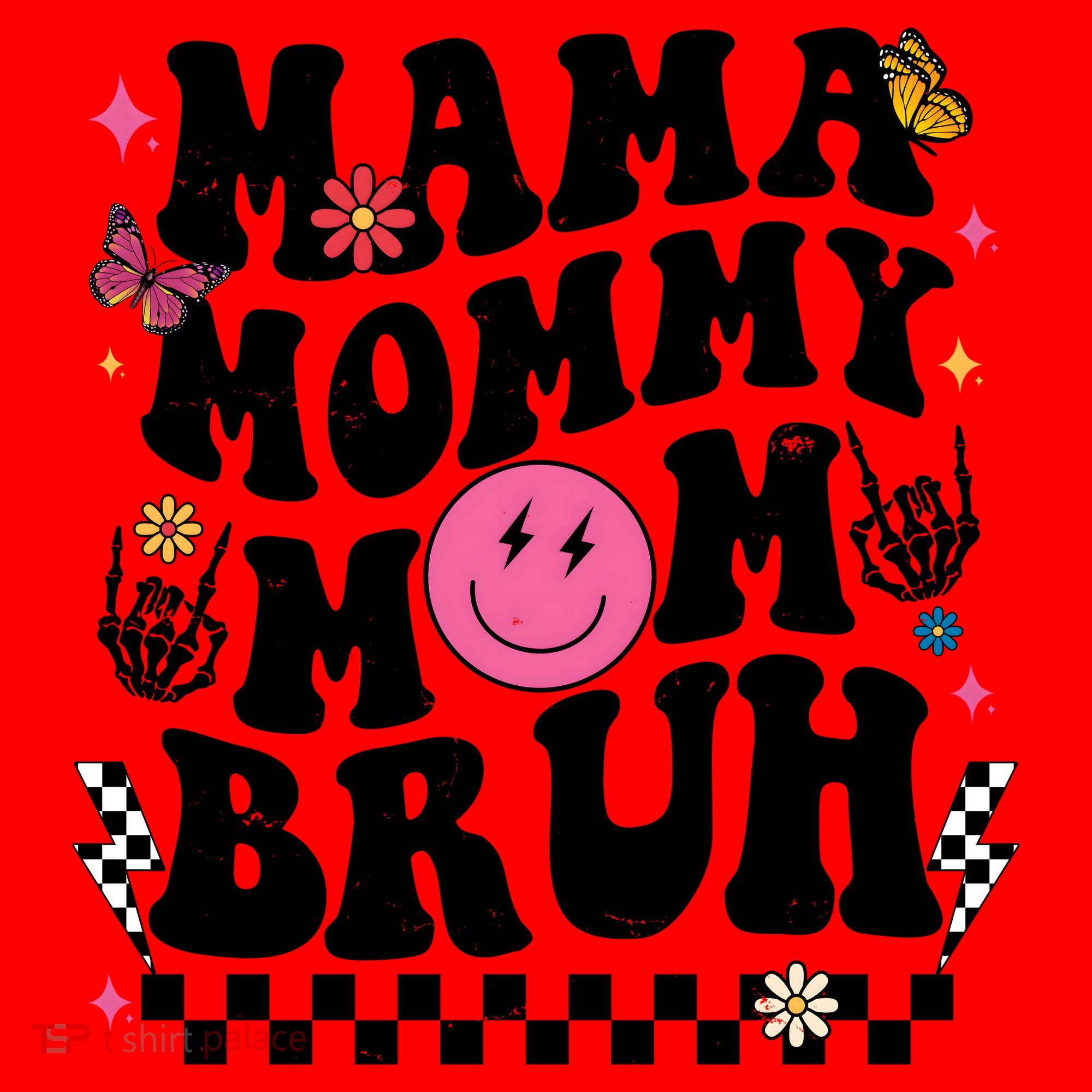 Mama Mommy Mom Bruh Retro Smile Face Santa Hat