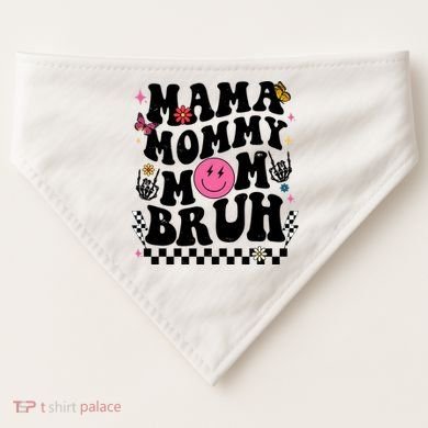Mama Mommy Mom Bruh Retro Smile Face USA-Made Doggie Bandana