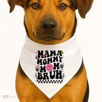 Mama Mommy Mom Bruh Retro Smile Face USA-Made Doggie Bandana thumb 1