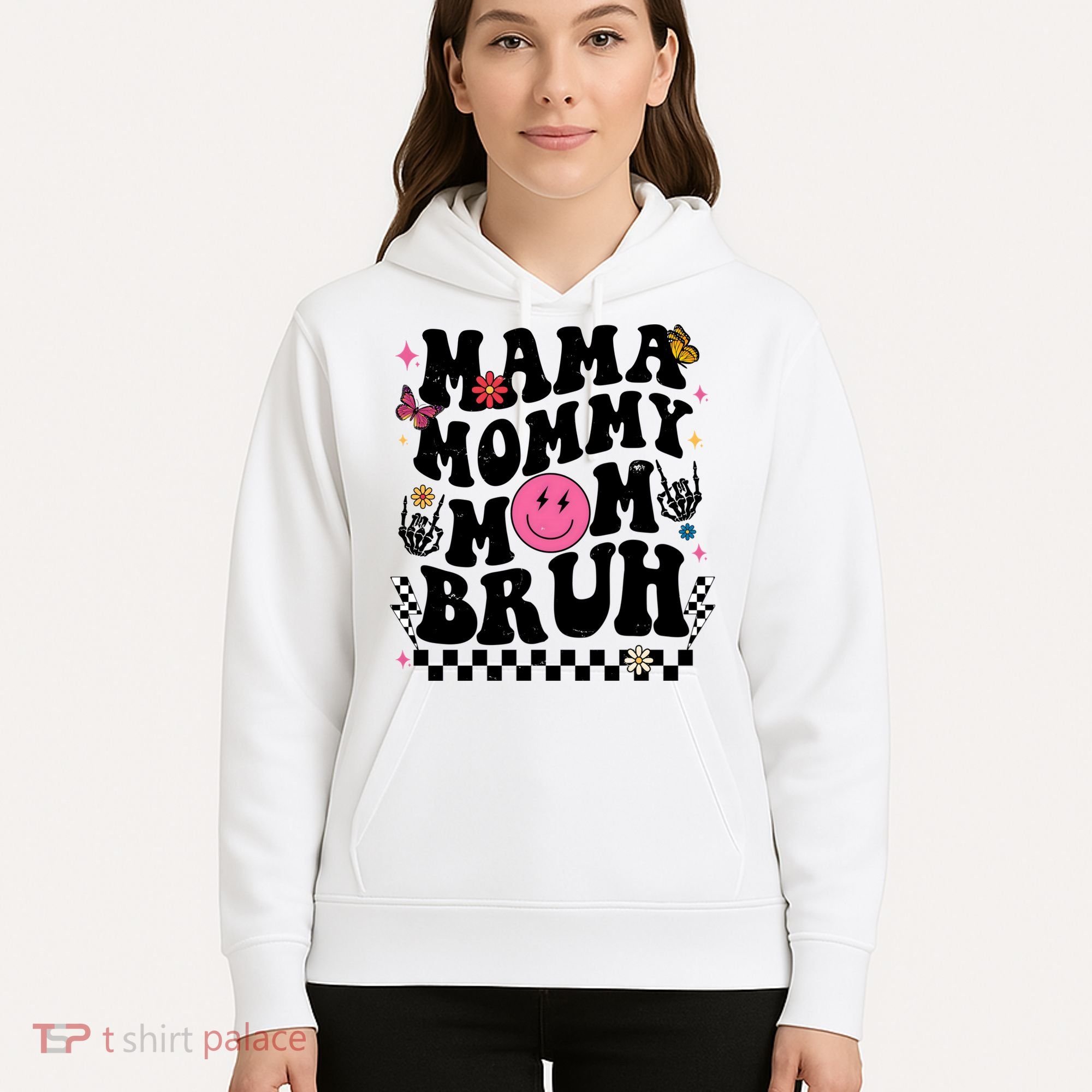 Mama Mommy Mom Bruh Retro Smile Face Hoodie