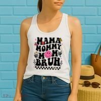 Mama Mommy Mom Bruh Retro Smile Face Women's Tank Top thumb 2