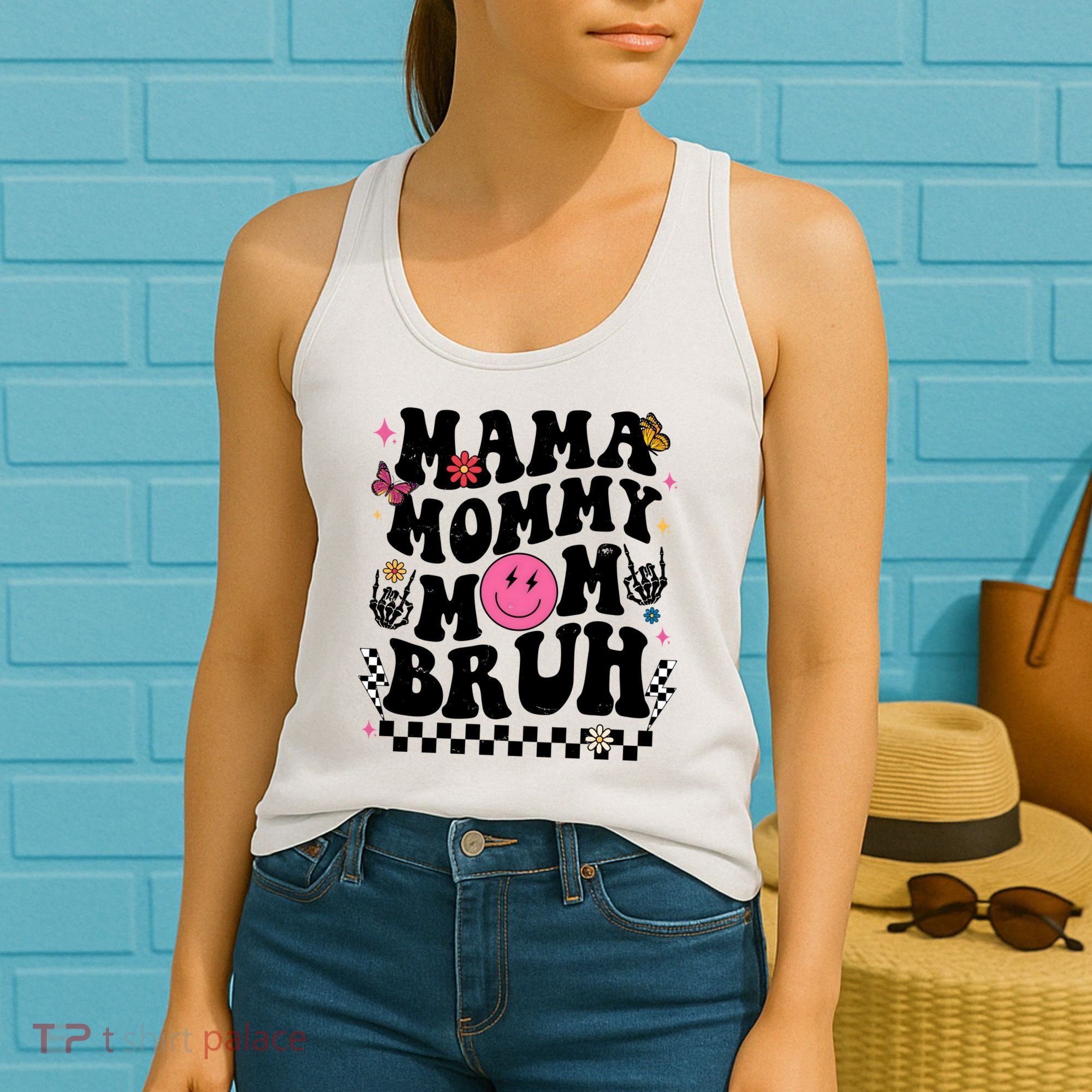 Mama Mommy Mom Bruh Retro Smile Face Women's Tank Top