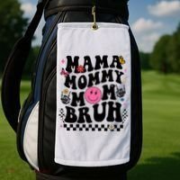 Mama Mommy Mom Bruh Retro Smile Face Golf Towel thumb 2