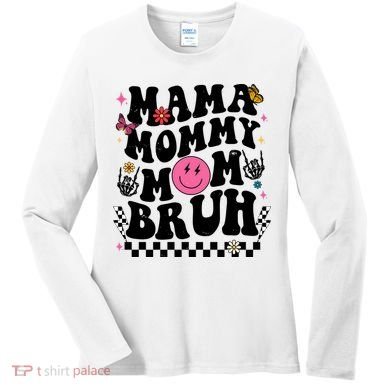 Mama Mommy Mom Bruh Retro Smile Face Women's Long Sleeve Shirt
