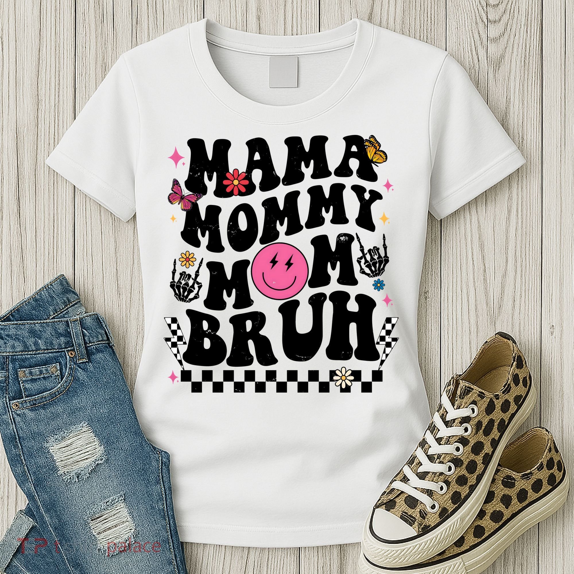 Mama Mommy Mom Bruh Retro Smile Face Women's T-Shirt