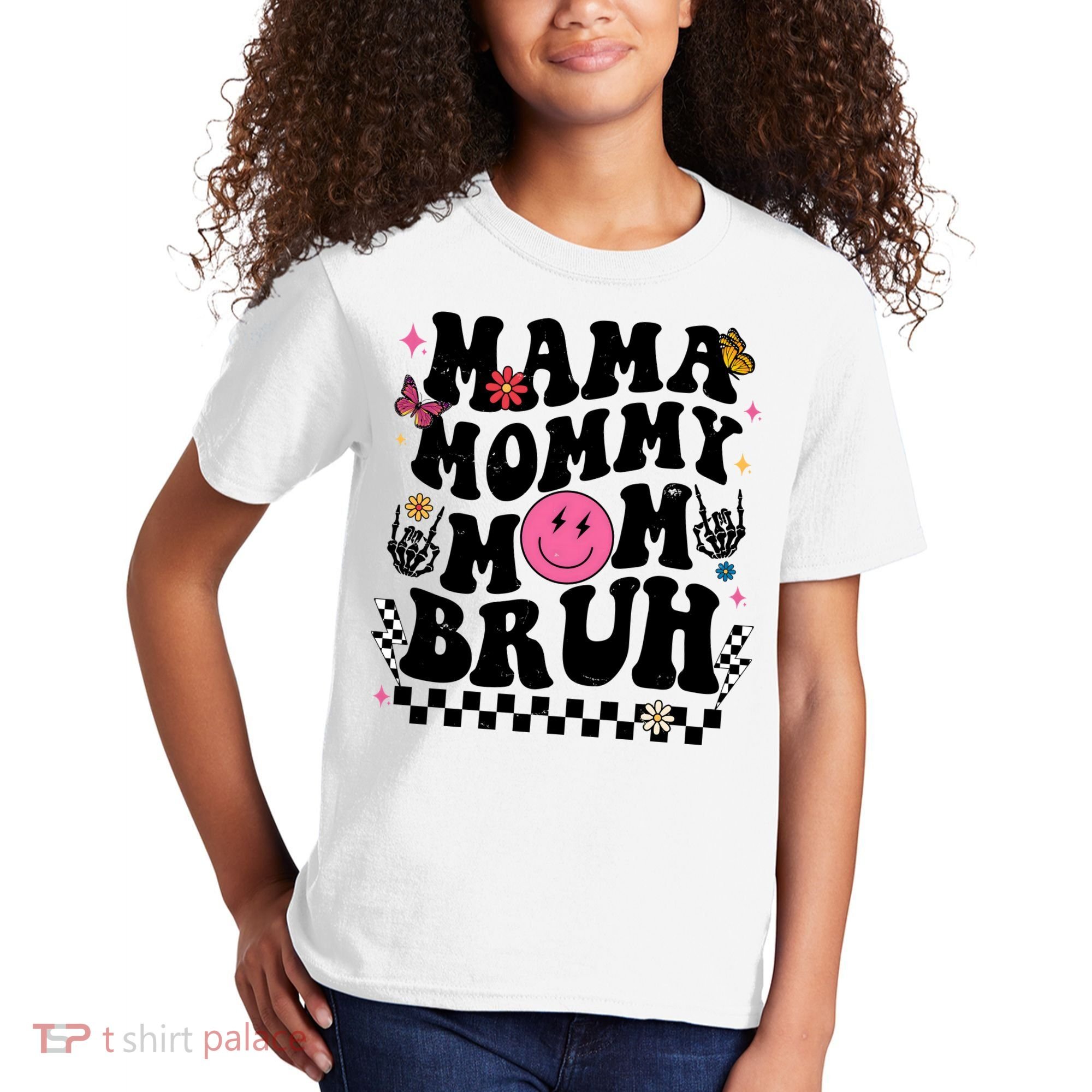 Mama Mommy Mom Bruh Retro Smile Face Kids T-Shirt
