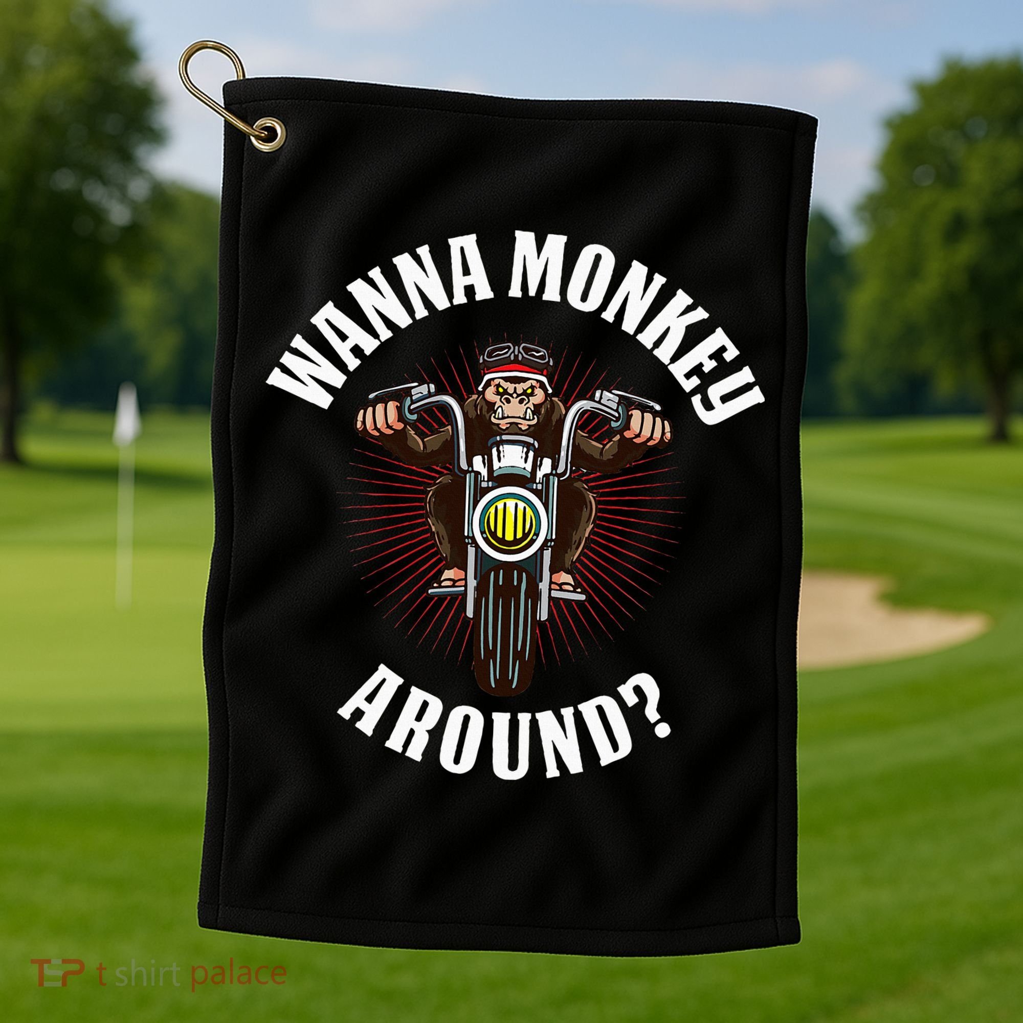 Monkey Motorcycle Golf Towel