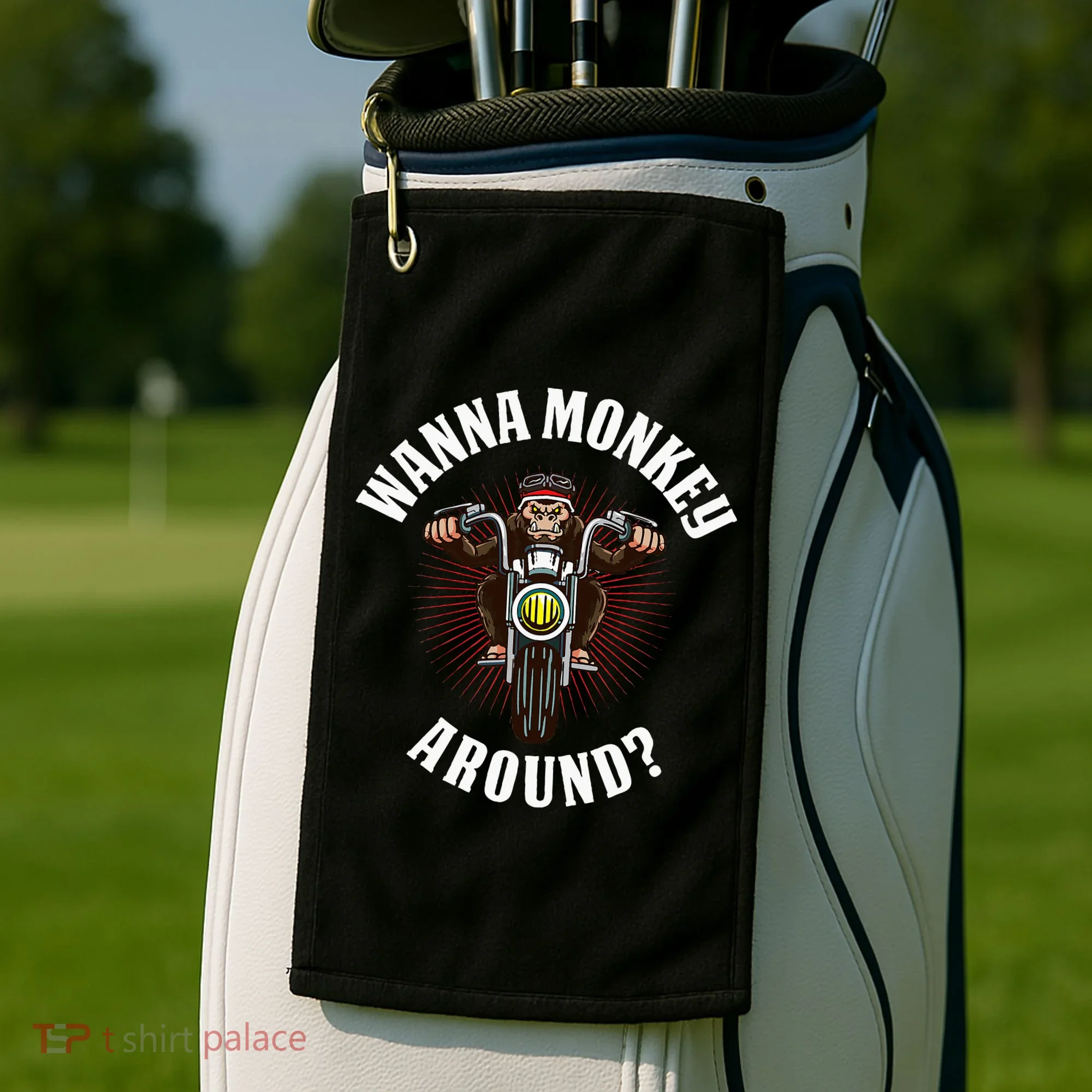 Monkey Motorcycle Golf Towel