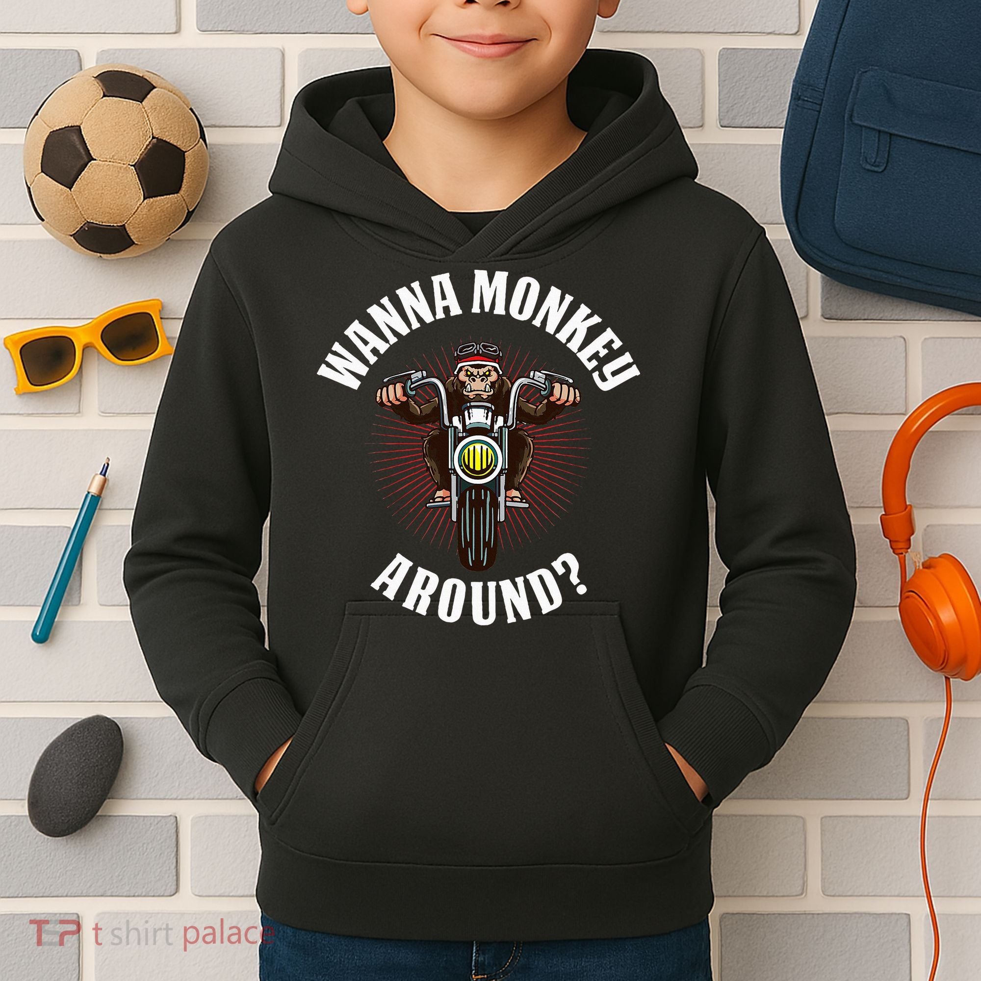 Monkey Motorcycle Kids Hoodie