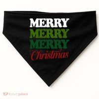 Merry Merry Merry Christmas USA-Made Doggie Bandana thumb 0