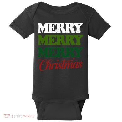 Merry Merry Merry Christmas Baby Bodysuit