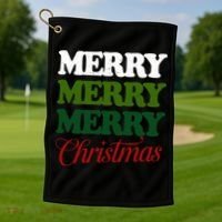 Merry Merry Merry Christmas Golf Towel thumb 1