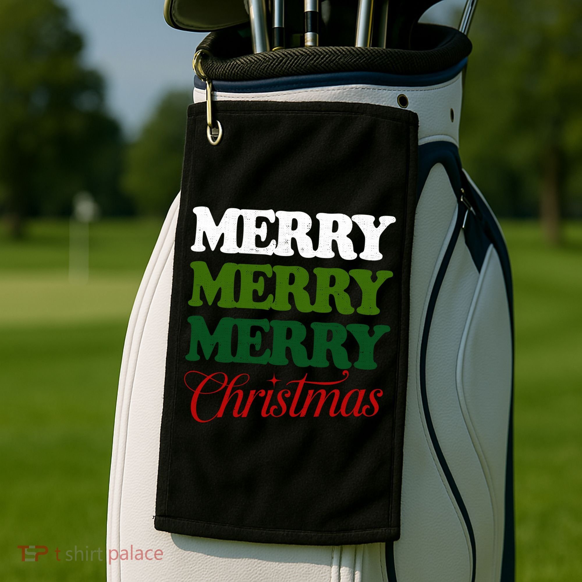 Merry Merry Merry Christmas Golf Towel