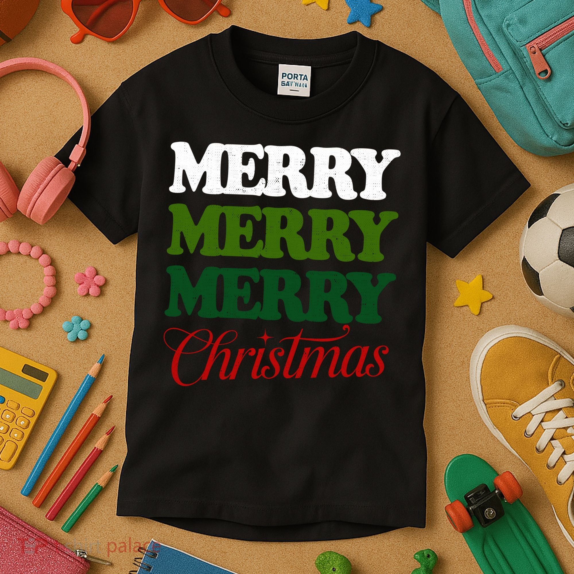 Merry Merry Merry Christmas Kids T-Shirt