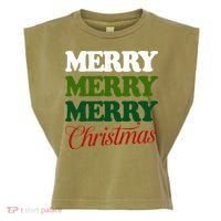 Merry Merry Merry Christmas Garment-Dyed Women's Muscle Tee thumb 0