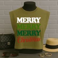 Merry Merry Merry Christmas Garment-Dyed Women's Muscle Tee thumb 3