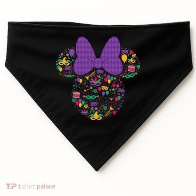 Minnie Mouse Mardi Gras Carnival Holiday Icon USA-Made Doggie Bandana