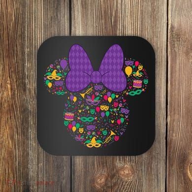 Minnie Mouse Mardi Gras Carnival Holiday Icon Coaster