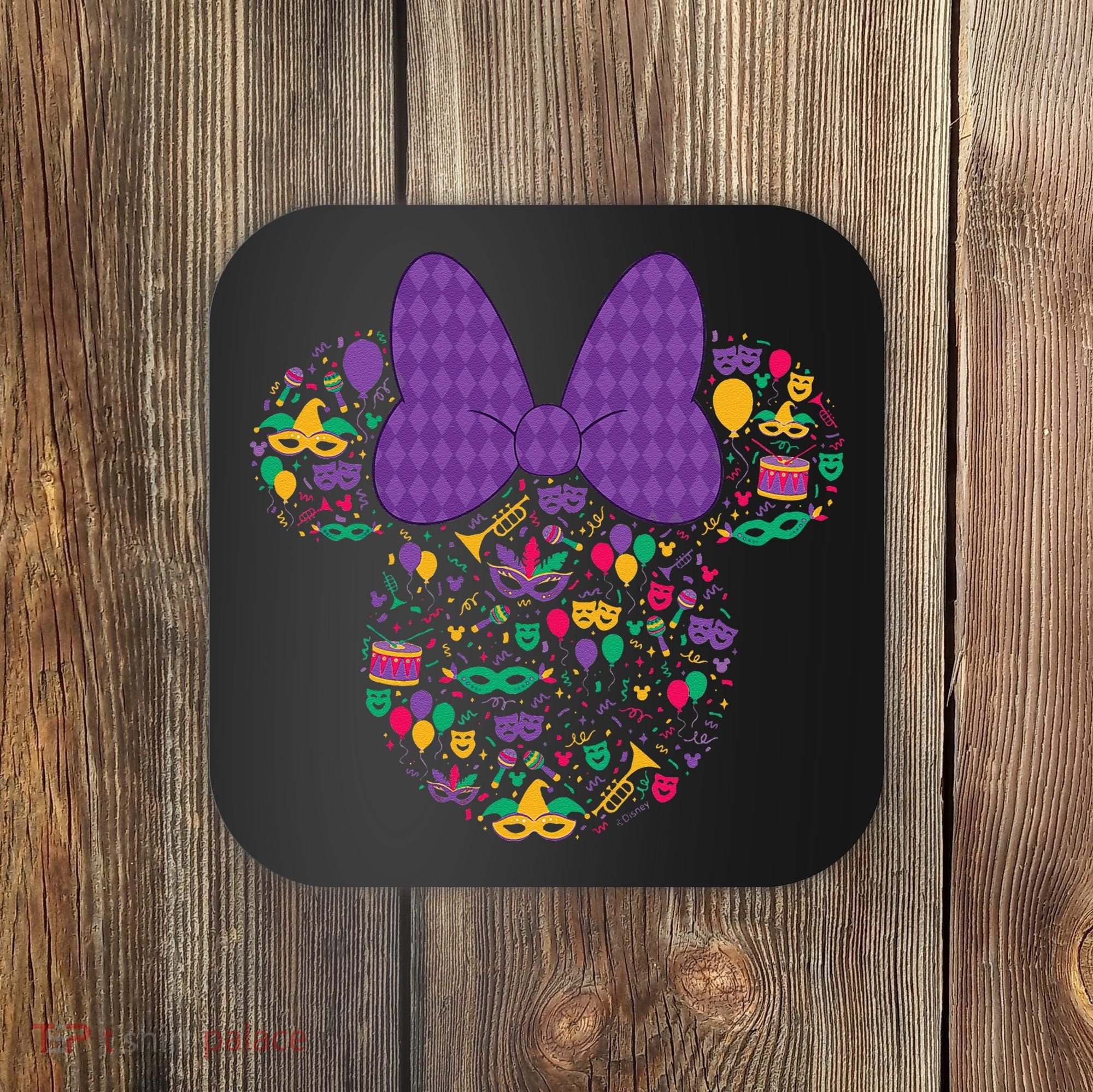 Minnie Mouse Mardi Gras Carnival Holiday Icon Coaster