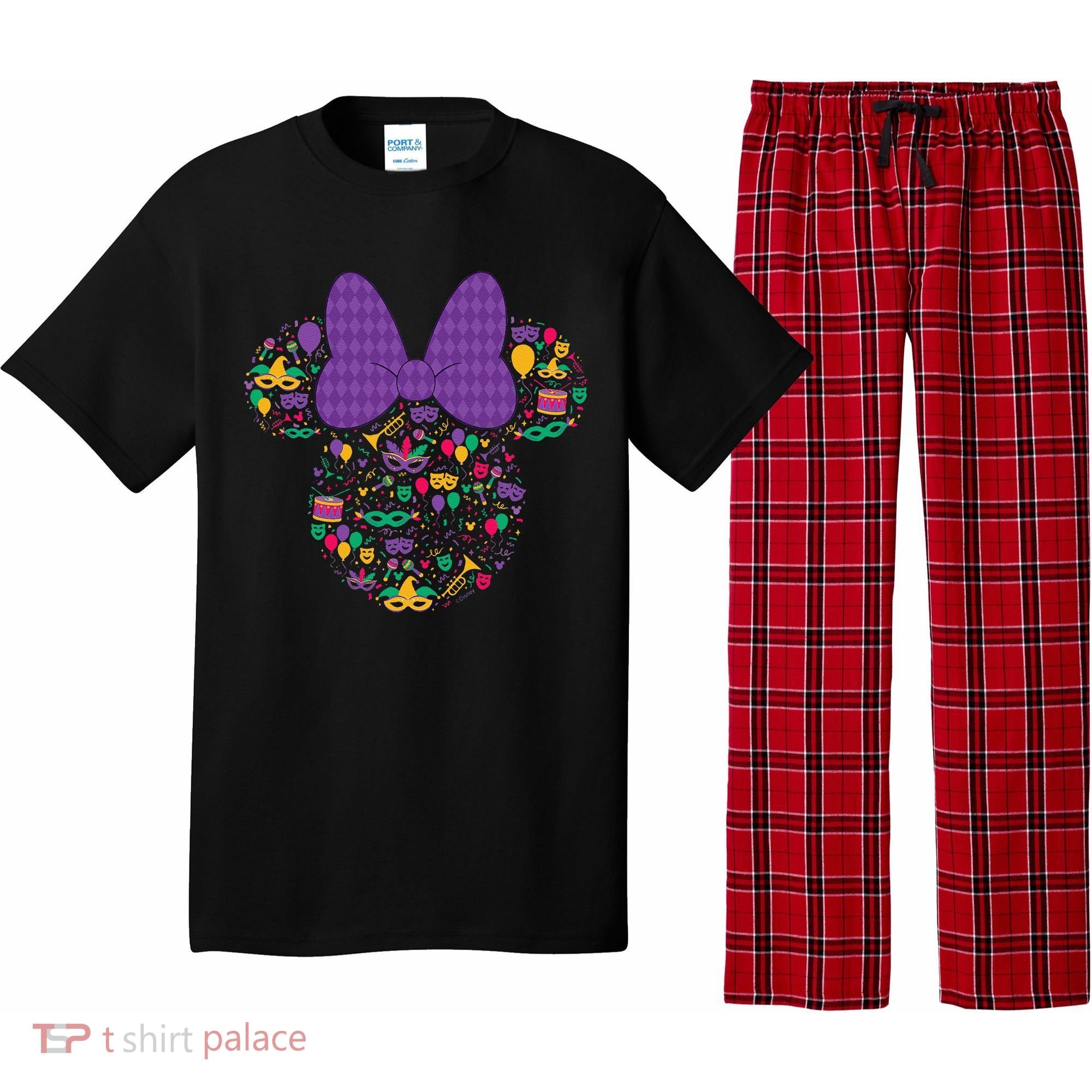 Minnie Mouse Mardi Gras Carnival Holiday Icon Pajama Set