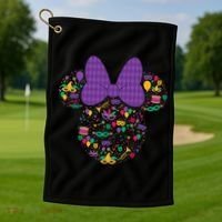 Minnie Mouse Mardi Gras Carnival Holiday Icon Golf Towel thumb 1