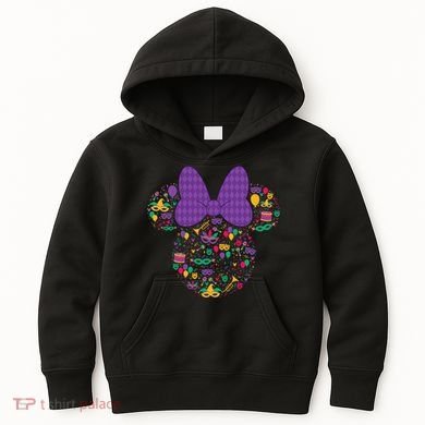 Minnie Mouse Mardi Gras Carnival Holiday Icon Kids Hoodie