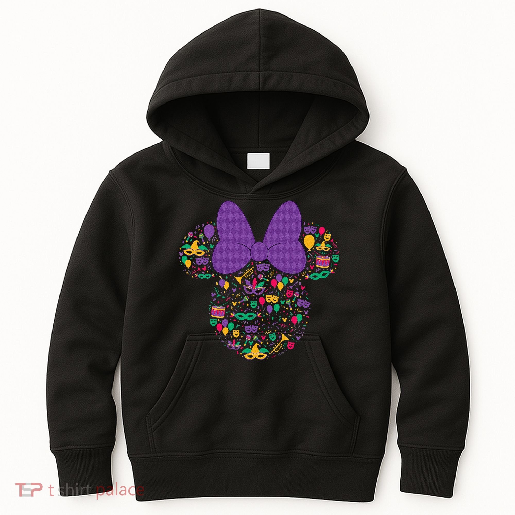 Minnie Mouse Mardi Gras Carnival Holiday Icon Kids Hoodie