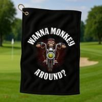 Monkey Motorcycle Golf Towel thumb 1