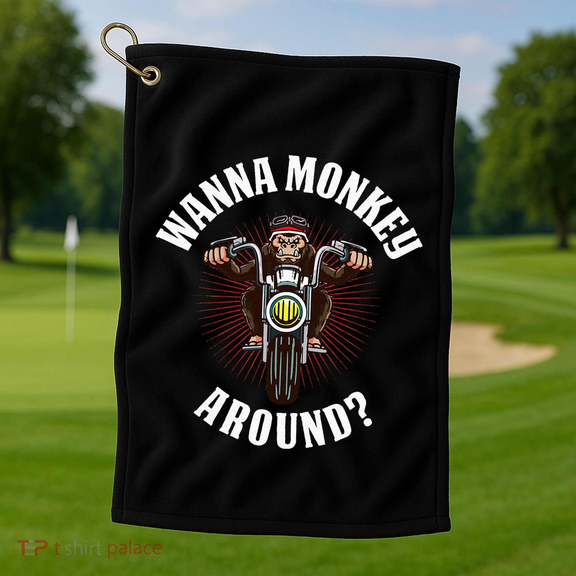Monkey Motorcycle Golf Towel
