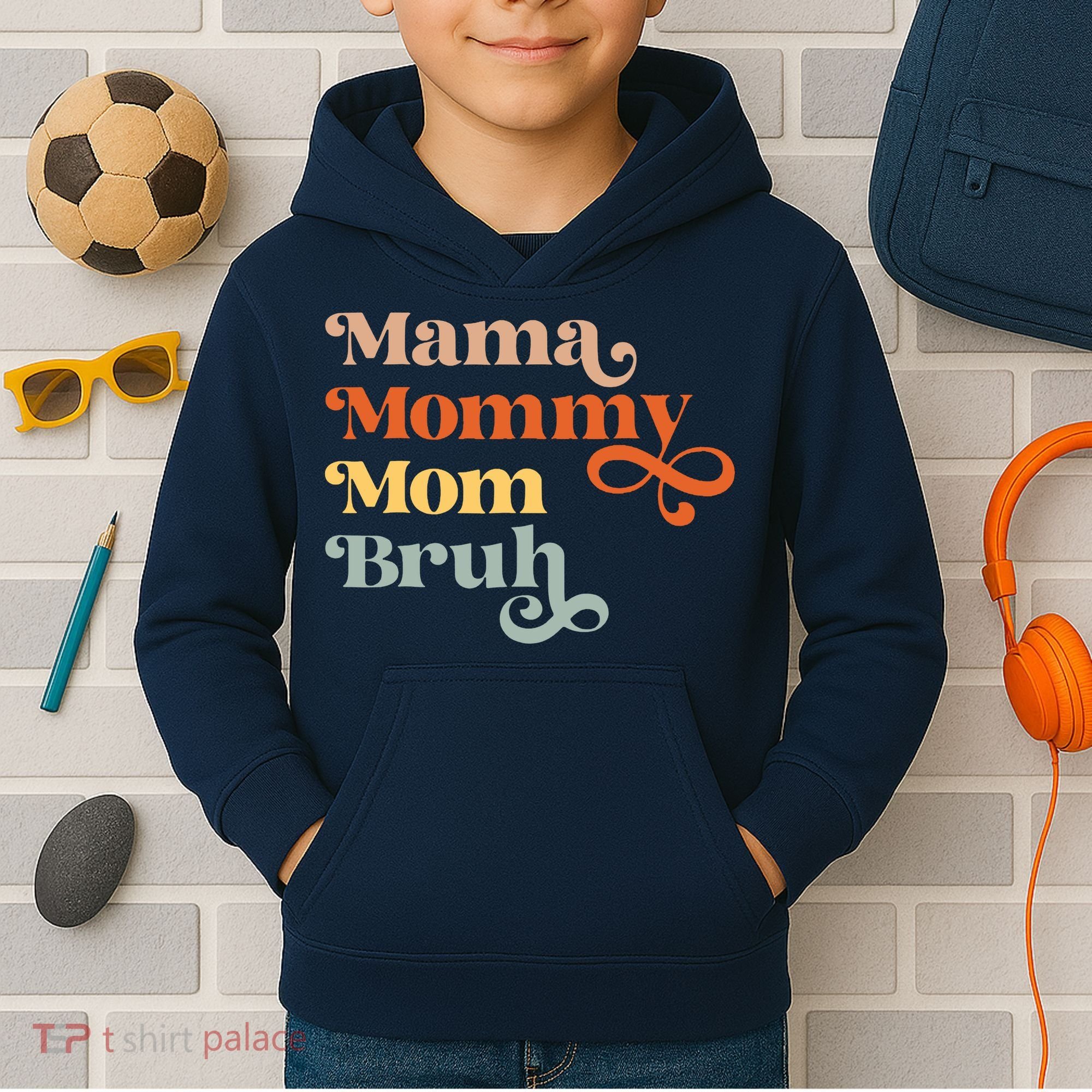 Mama Mommy Mom Bruh Retro Kids Hoodie