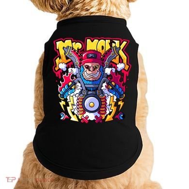 Mr. Monkey Monk Cool Character Riding Motorcycle Doggie Tank